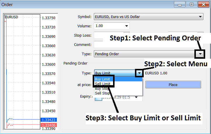 How to Set Buy Limit Gold Trading Order and How to Set Sell Limit Gold Trading Order - How to Set Limit XAUUSD Gold Trading Pending Orders