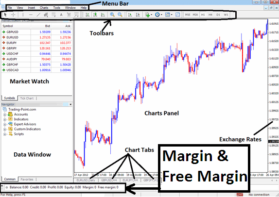 Margin and Free XAU USD Trading Margin is displayed by the meatrader4 platform - Gold Trading Leverage and XAUUSD Trading Margin