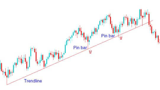 Pin Bar Action Combined with XAUUSD Trend lines - Pin Bar Gold Price Action Trading Method and Pin Bar Reversal Signals