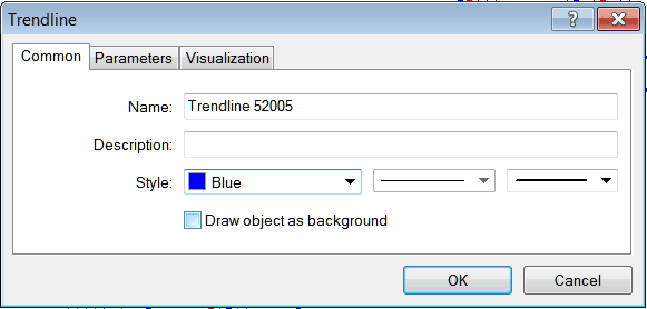Trend Line Editing Window for Editing Trendline Properties