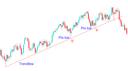 Pin Bar Action Combined with Stock Trend lines